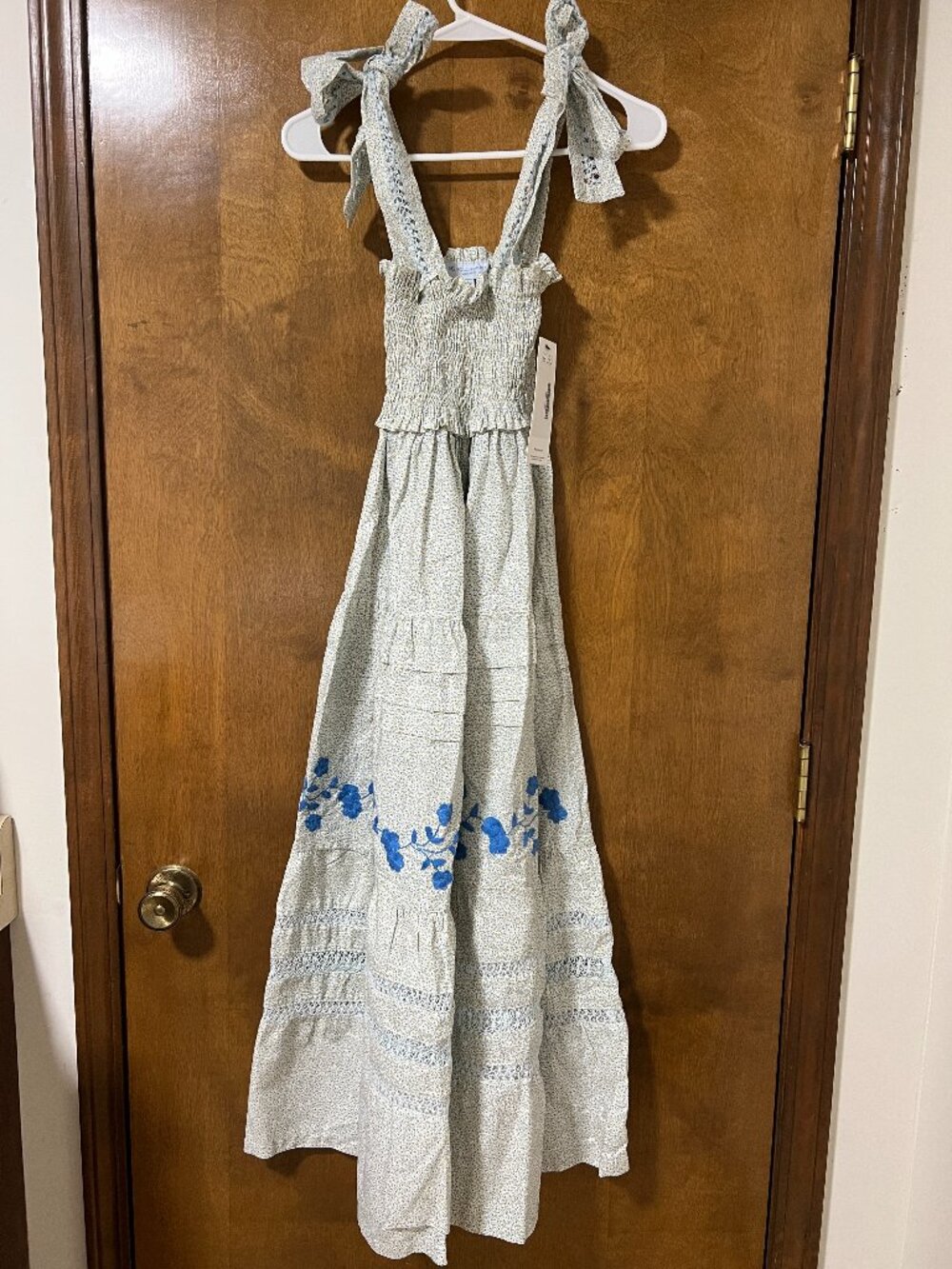 Mi Golondrina Mexico Hand-Embroidered Floral Maxi Dress